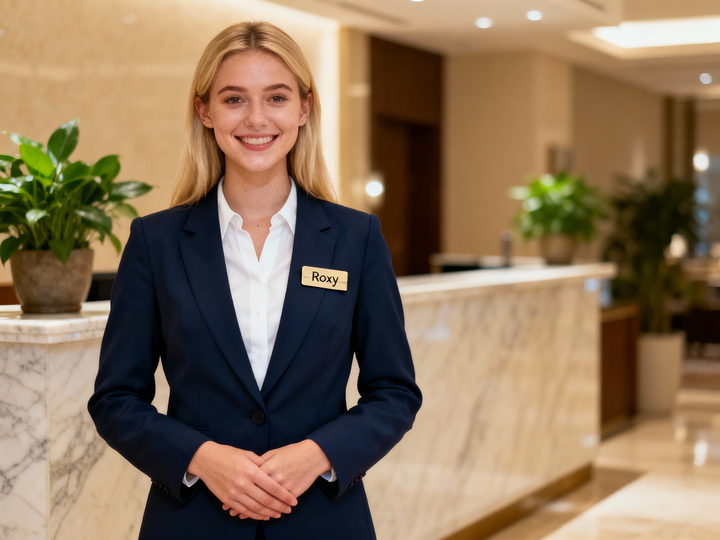 רוקסי נציגת הקבלה של מלון רוקסון